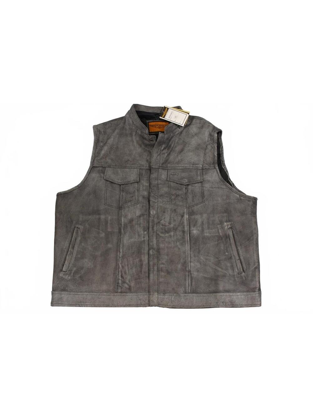 Dream Apparel Vintage Gray Leather Vest - 6XL Size 64